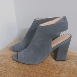 Women's Blue Suede Block Heel Shoes